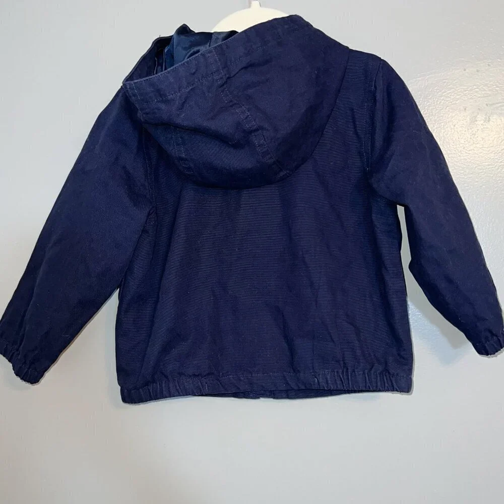 NWT Janie and Jack Hooded Canvas Jacket Navy Size 2T